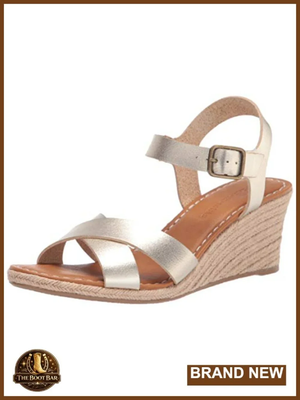 Faux Leather Espadrille Wedge Sandal with Adjustable Buckle